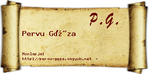 Pervu Géza névjegykártya